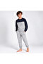 Young Men's Cotton Collared Buttoned Pocketed Gift Navy Blue - Gray Color Bottom Top Pajama Set Al008 V1 - 4