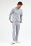 Gray Relaxed Fit Crew Neck Sweatshirt Straight Leg Men's Tracksuit Set - 4
