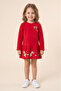 Girl's Christmas Dress, Printed, 2 Thread Fleece, Embroidered, Long Sleeve, Cotton