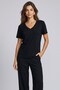 Woman's 100% cotton v-neck t-shirt black