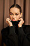 Women's Black Turtleneck Side Zipper Detailed Modal Suit - 5