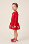 Girl's Christmas Dress, Printed, 2 Thread Fleece, Embroidered, Long Sleeve, Cotton - 2
