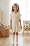 Girl's Knitwear Set of 4: Tasseled Sweater, Elastic Waist Skirt, Headband, Socks - 2
