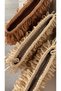 Handmade Leather Straw Handbag with Tassel Detail Portfolio Clitch (Straw Color) - 5