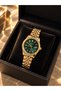 Coliseum Round Classic Inside Green Cord Gold Women Wrist Watch - 2