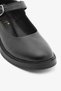 Black Genuine Leather Ballerinas with Buckle Detail - 2
