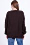 Brown Oversized Crew Neck Women's Knitwear Sweater - 5