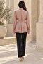 Flounced Sleeve Janjan Evening Dress Blouse-Dried Rose - 3