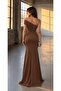 One Shoulder Slit Long Evening Dress Brown 582619 - 3