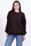 Brown Oversized Crew Neck Women's Knitwear Sweater - 4