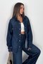 Women's Dark Blue Oversize Pocketed Buttoned 100% Tencel Denim Shirt (Order 2 Sizes Smaller) Sofi̇a-6004