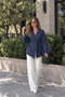 Oversize Linen Kimono with One Button Belt - 3