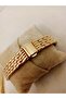 Minimal Square Design with Stones, Gold Color Case, Gold Color Dial, Clip-On Opening and Closing Strap - 6