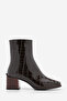 Women's Heeled Boots&bootie Blunt Toe Wooden Pattern Heel Zippered Daily Classic Boots Sayen Brown Croco - 3