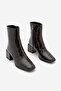 Women's Heeled Boots&bootie Blunt Toe Wooden Pattern Heel Zippered Daily Classic Boots Sayen Brown Croco - 5