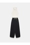 72788 Halter Neck Gold Belted Jumpsuit-Black - 6