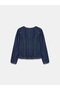 65398 Buttoned Fabric Coat - Navy Blue - 6