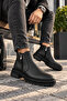 Black Daily Fur Lined Cold and Waterproof Guaranteed Sturdy Non-Slip Rubber Sole Ankle Boots - 8