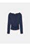 31401 Gathered Boat Neck Top-K.Navy Blue - 6