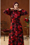 Ahsen floral patterned viscose dress 0329-11 navy red - 3