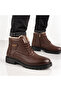 Ba0585 Brown Men's Winter Boots - Warm Fur Lined, Side Zipper and Lace-Up, Comfortable Fit Casual Boots - 2