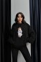 Black Coat Teddy Printed Sweatshirt