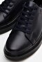 Men's navy blue genuine leather casual shoes - 3