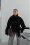 Black Zinno High Collar Belted Trench Coat