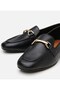 Women's Leather Black Leather Buckle Loafer - 3