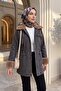 Fur Collar and Sleeves, Tie Front, Pocketed Denim Jacket - Smoked - 3