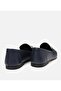Women's Leather Navy Blue Leather Buckle Loafer - 6