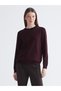 Alita City Lcwaikiki Classic Burgundy Oval Neckline Stone Detailed Women's Knitwear Sweater