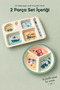 2-Piece Melamine Children's Plate - Extra Durable Bpa Free Feeding Set - Unbreakable Children's Feeding Plate - 2