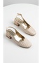Pearl Grains-1725 Women's Daily & Evening Dress Low Heeled Open Back Gold Ballerina Shoes - 8