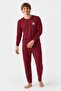 Rodfrey Linden 100% Cotton Long Sleeve Men's Burgundy Pajama Set - 2