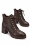 Judd Women's Lace-Up Genuine Leather Heeled Boots Brown
