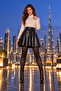 Women's Black Flared Faux Leather Skirt