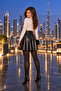 Women's Black Flared Faux Leather Skirt - 4