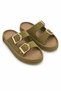 Denver Women's Belt Buckle Rope Detailed Suede Slippers Green