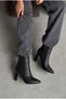 Women's Black Winter Crinkled Knitted Zippered Pointed Toe Thin Heeled Boots Hera - 3