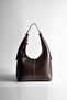 Women's Dark Brown Zippered Lined Hand and Shoulder Bag - 2