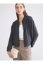 Alita City Farkıyla Lcw Everyday Anthracite Diving Fabric Plain Loose & Baggy Women's Zippered Sweatshirt
