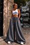 Elastic Waist Mid-Waist Oversize Wide Leg Jeans - 100% Cotton Soft Textured Denim Pants