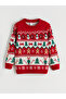 Alita City Lcw Kids Red Christmas Themed Boys' Knit Sweater with a Difference - 3