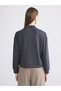 Alita City Farkıyla Lcw Everyday Anthracite Diving Fabric Plain Loose & Baggy Women's Zippered Sweatshirt - 4