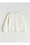 Alita City Lcw Kids Beige Oval Collar Christmas Themed Girls' Knit Sweater - 3
