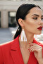Gold Color Chain Earrings – White Color Tassel Design - 6