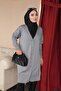 Gray Collar Embroidered Cold Yarn Knitwear Cardigan - 2