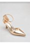 Women's Mirror Gold Pointed Toe Heeled Shoes - 6