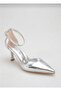 Women's Mirror Silver Pointed Toe Heeled Shoes - 7